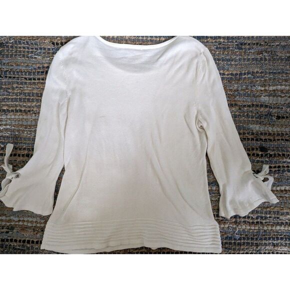 Sweater/top White w/ Ties at Wrists M Cream Quiet Luxury Light Academia Flawed - Picture 6 of 6